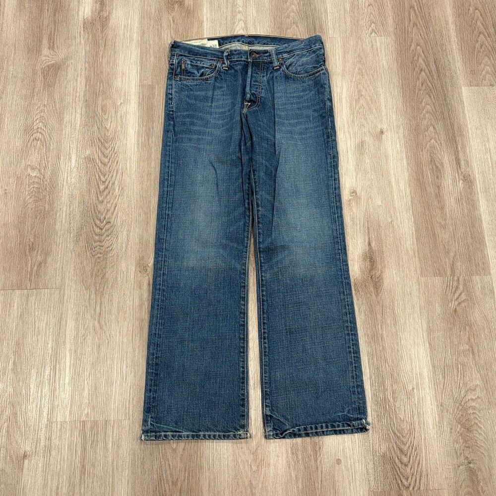 Vintage 90s Abercrombie and Fitch Button Fly Wide Leg Jeans Men's Size 33x32